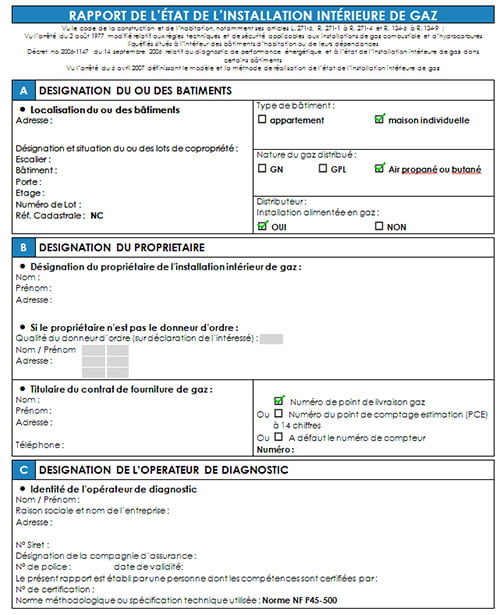 Rapport diagnostic gaz
